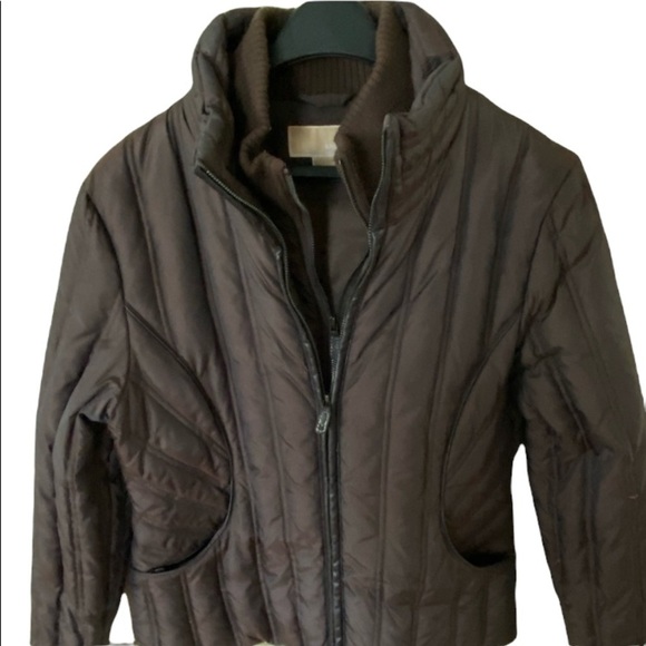 Michael Kors winter jacket brown with leather trim - Picture 1 of 11